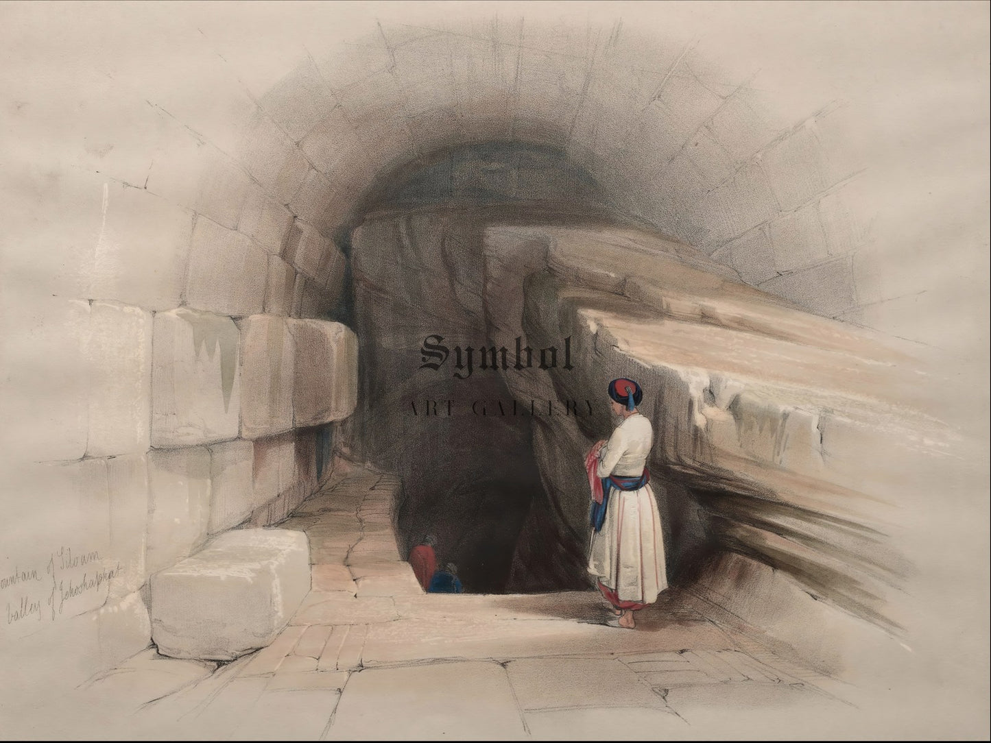 Fountain of Siloam Valley of Jehoshaphat by David Roberts 1839, Wall Art Print, Fine Art Reproduction, Museum Quality Decor, Poster