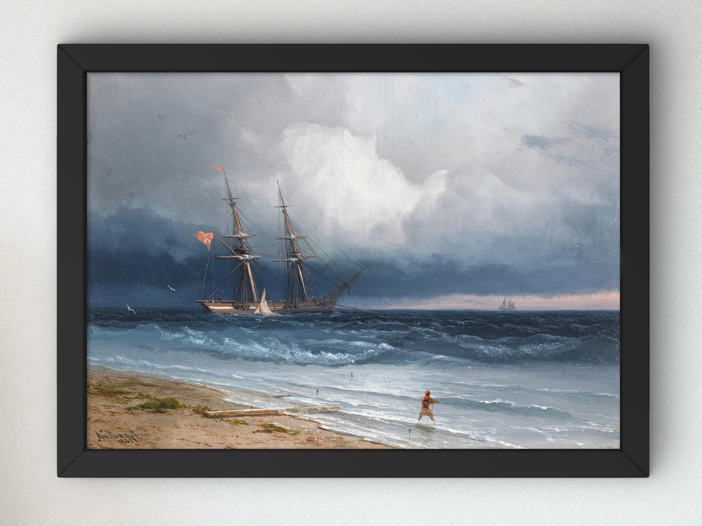 Ship By the Shore by Ivan Konstantinovich Aivazovsky 1861, Wall Art Print, Fine Art Reproduction, Museum Quality Decor, Poster