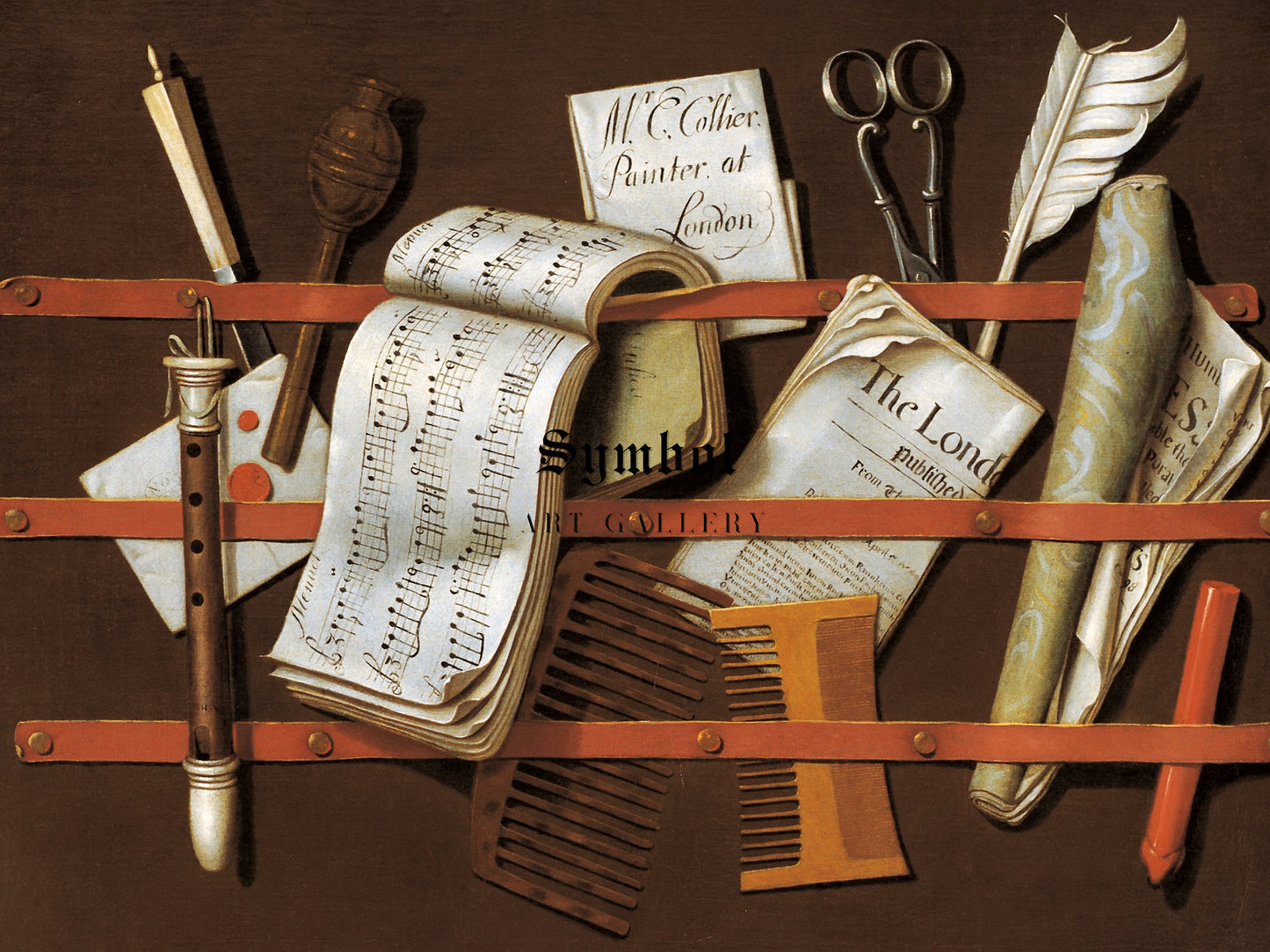 Letter Rack by Edwaert Collier 1698, Wall Art Print, Fine Art Reproduction, Museum Quality Decor, Poster