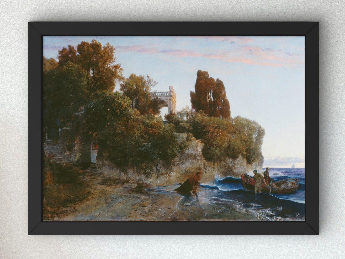 Castle by the Sea by Arnold Böcklin 1859, Wall Art Print, Fine Art Reproduction, Museum Quality Decor, Poster