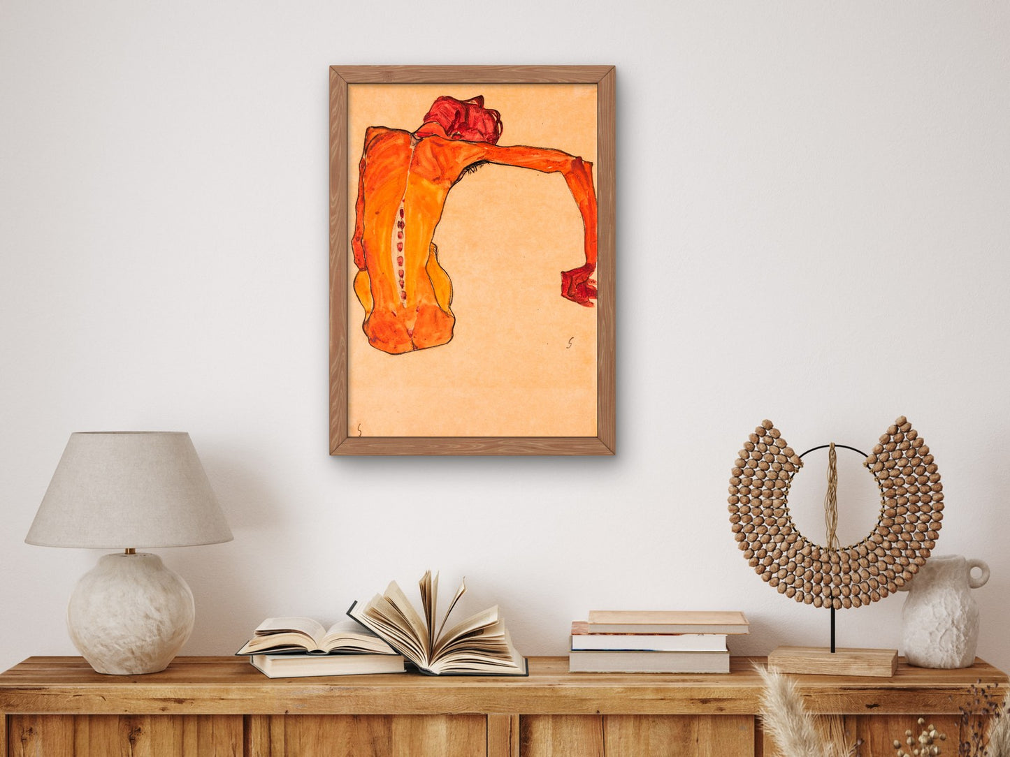 Seated Male Nude Back View by Egon Schiele 1910, Wall Art Print, Fine Art Reproduction, Museum Quality Decor, Poster