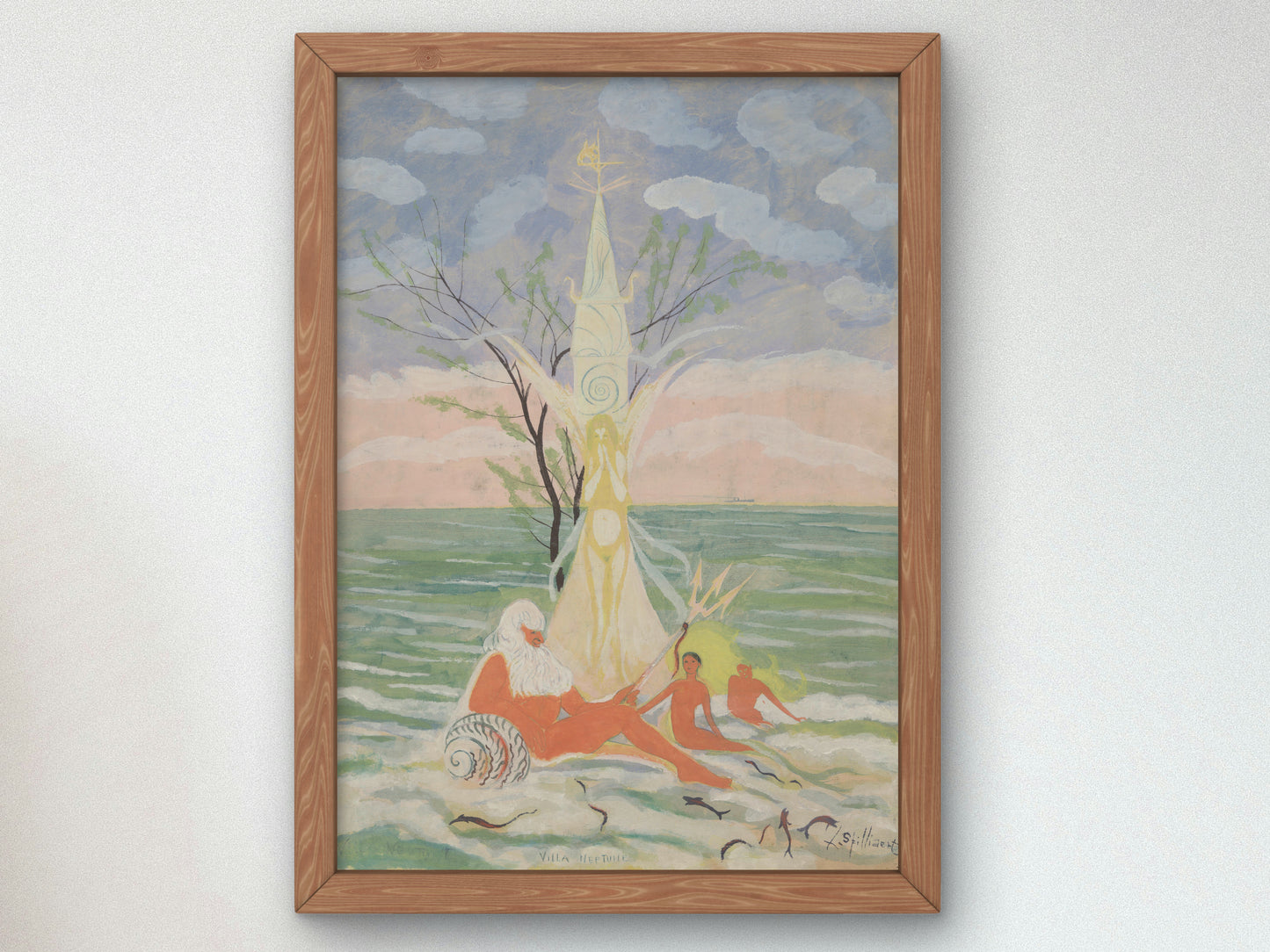 Neptune, Figures and Sea by Léon Spilliaert 1910, Wall Art Print, Fine Art Reproduction, Museum Quality Decor, Poster