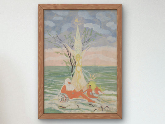 Neptune, Figures and Sea by Léon Spilliaert 1910, Wall Art Print, Fine Art Reproduction, Museum Quality Decor, Poster