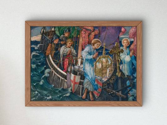 The Passage of the Holy Grail to Sarras by Edward Reginald Frampton 1907, Wall Art Print, Fine Art Reproduction, Museum Quality Decor