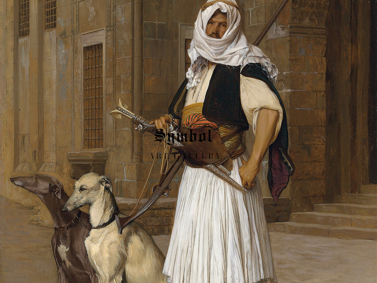 Arnaut and Two Whippets by Jean Léon Gérôme 1867, Wall Art Print, Fine Art Reproduction, Museum Quality Decor, Poster