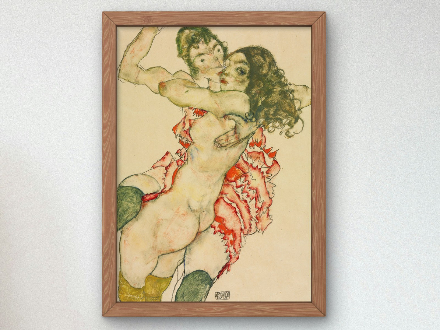Two Women Embracing by Egon Schiele 1915, Wall Art Print, Fine Art Reproduction, Museum Quality Decor, Poster