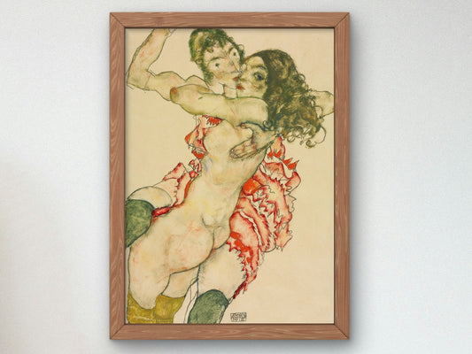 Two Women Embracing by Egon Schiele 1915, Wall Art Print, Fine Art Reproduction, Museum Quality Decor, Poster