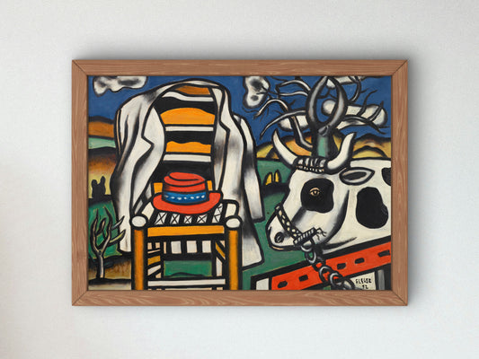 A Cow and a Red Hat by Fernand Leger 1952, Wall Art Print, Fine Art Reproduction, Museum Quality Decor, Poster