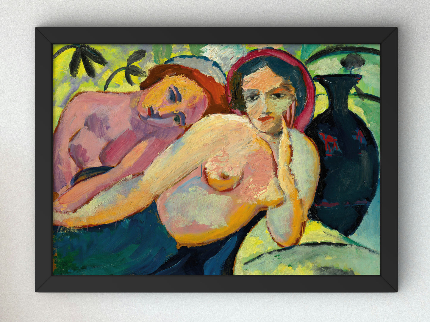 Two Girls, Oriental Study by August Macke 1912, Wall Art Print, Fine Art Reproduction, Museum Quality Decor, Poster