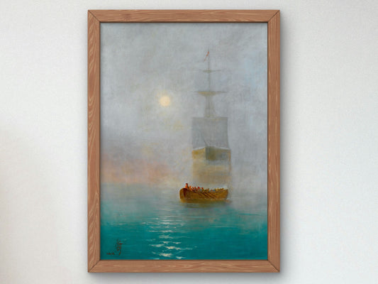 Galleon in the Mist by Abdülmecid II 1895, Wall Art Print, Fine Art Reproduction, Museum Quality Decor, Poster
