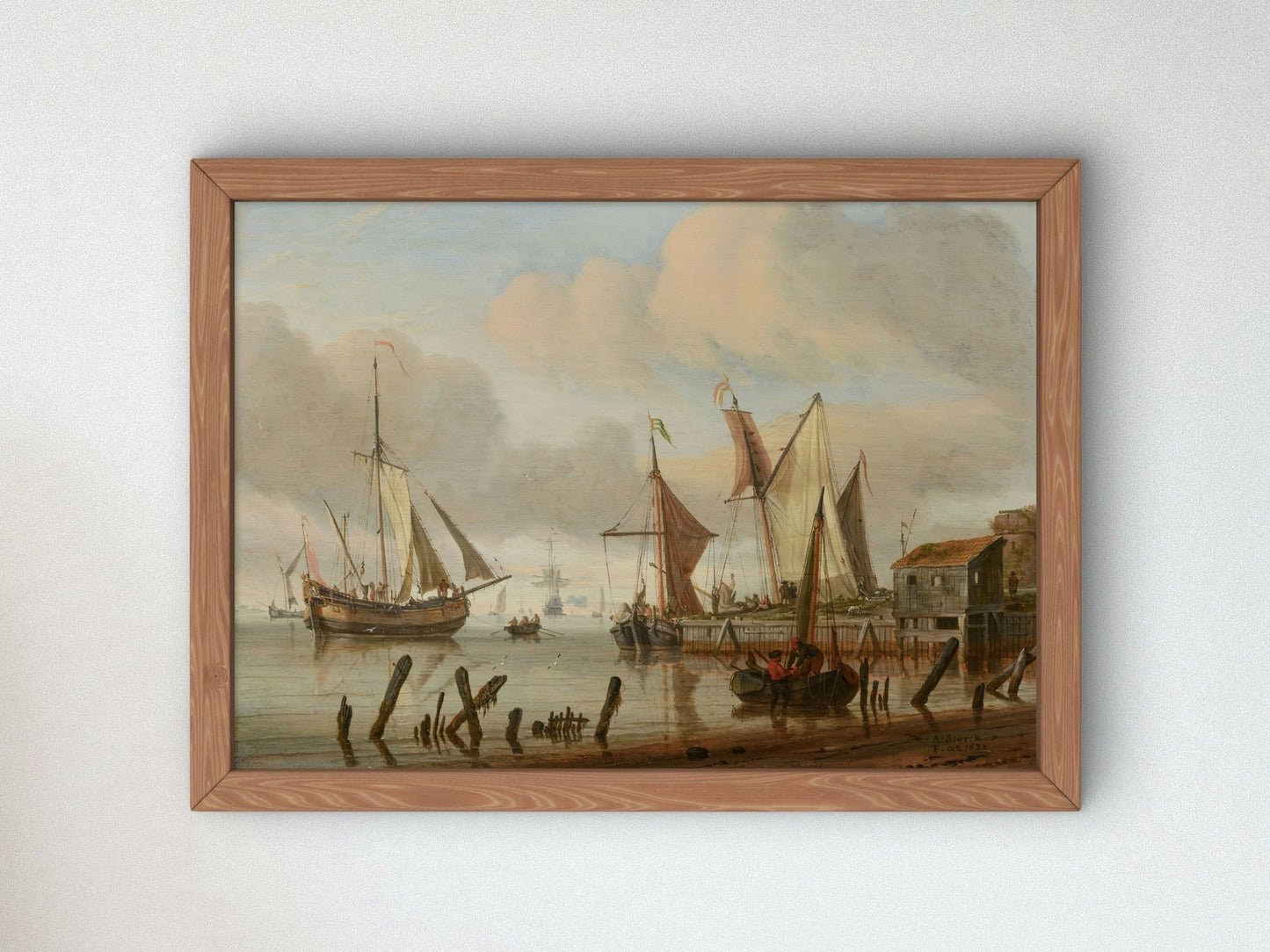 Boats at a Mooring Place by Abraham Storck 1683, Wall Art Print, Fine Art Reproduction, Museum Quality Decor, Poster