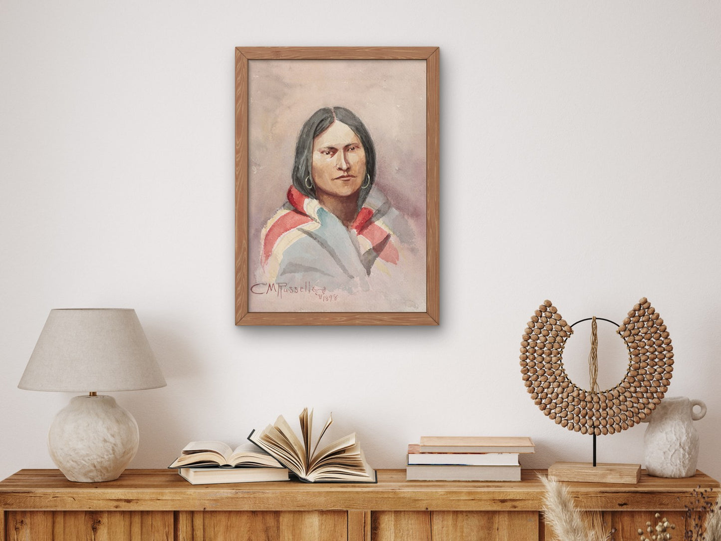 Indian Woman by Charles Marion Russell 1898, Wall Art Print, Fine Art Reproduction, Museum Quality Decor, Poster