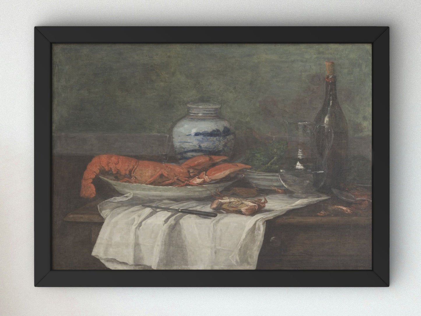 Still Life with Lobster on a White Tablecloth by Eugène Boudin, Wall Art Print, Fine Art Reproduction, Museum Quality Decor, Poster
