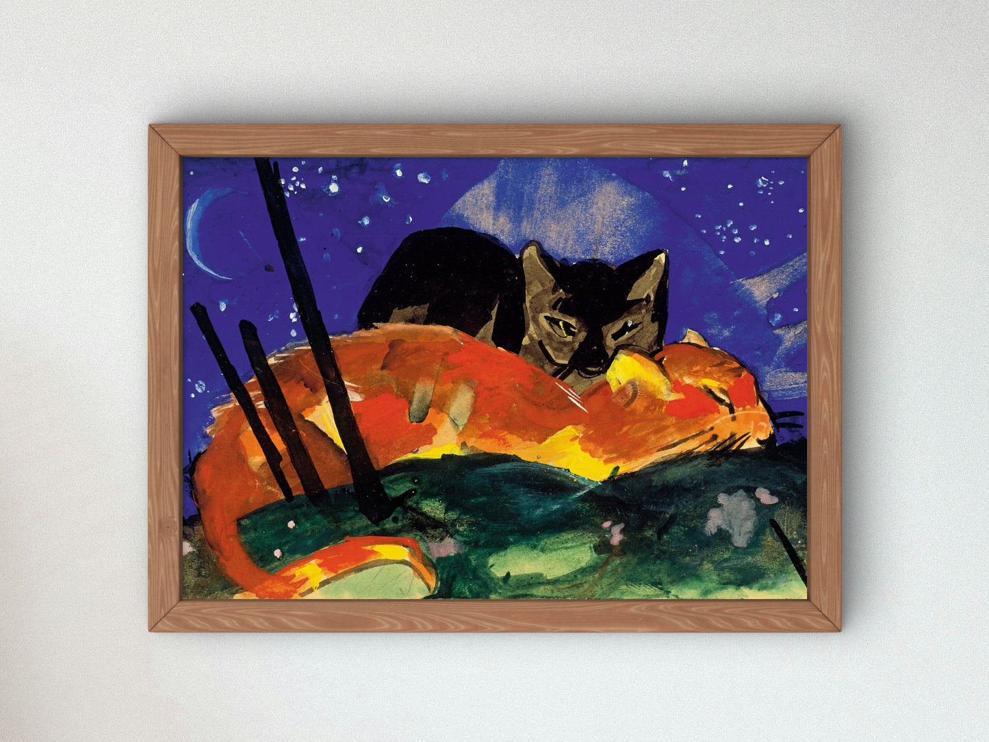 Two Cats by Franz Marc 1913, Wall Art Print, Fine Art Reproduction, Museum Quality Decor, Poster