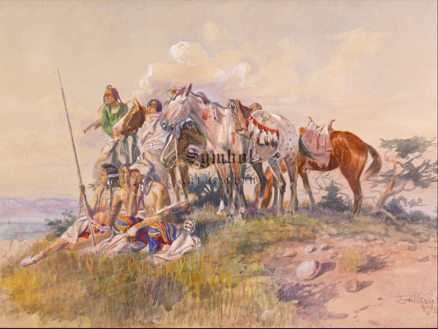 Watching for the Smoke Signal by Charles Marion Russell 1907, Wall Art Print, Fine Art Reproduction, Museum Quality Decor, Poster