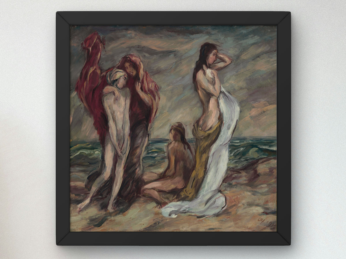 In the Storm, Four Figures by Karl Hofer 1910, Wall Art Print, Fine Art Reproduction, Museum Quality Decor, Poster