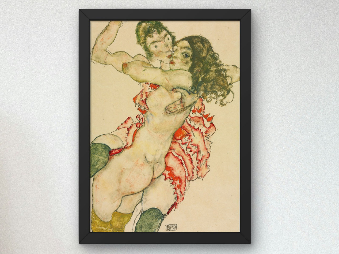 Two Women Embracing by Egon Schiele 1915, Wall Art Print, Fine Art Reproduction, Museum Quality Decor, Poster