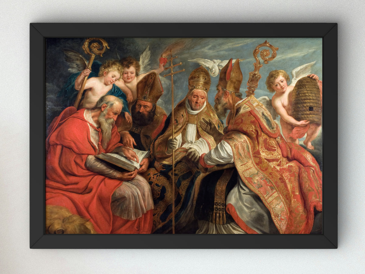 The Four Fathers of the Latin Church by Jacob Jordaens, Wall Art Print, Fine Art Reproduction, Museum Quality Decor, Poster