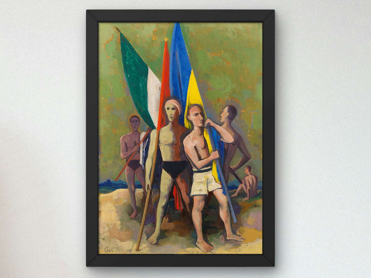 Young Men with Flags by Karl Hofer 1935, Wall Art Print, Fine Art Reproduction, Museum Quality Decor, Poster