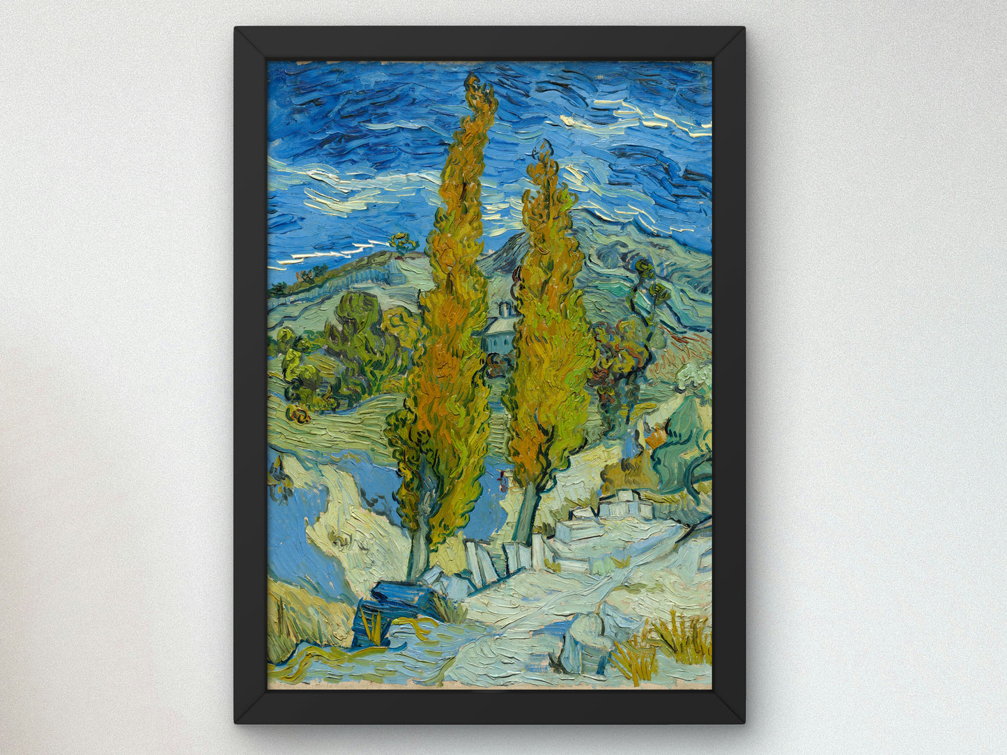Two Poplars in the Alpilles near Saint Remy by Vincent van Gogh 1889, Wall Art Print, Fine Art Reproduction, Museum Quality Decor, Poster