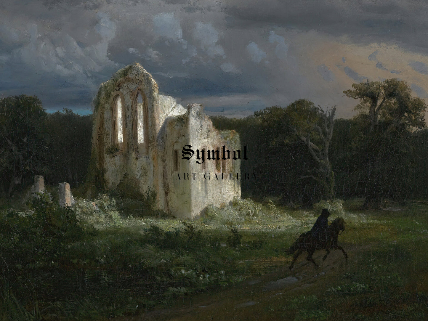 Moonlit Landscape with Ruins by Arnold Böcklin 1849, Wall Art Print, Fine Art Reproduction, Museum Quality Decor, Poster