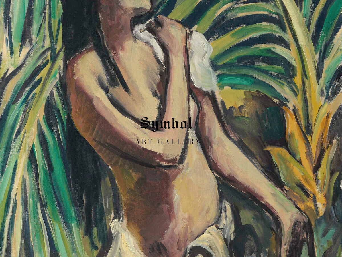 Bathing Hindu Girl by Karl Hofer 1913, Wall Art Print, Fine Art Reproduction, Museum Quality Decor, Poster
