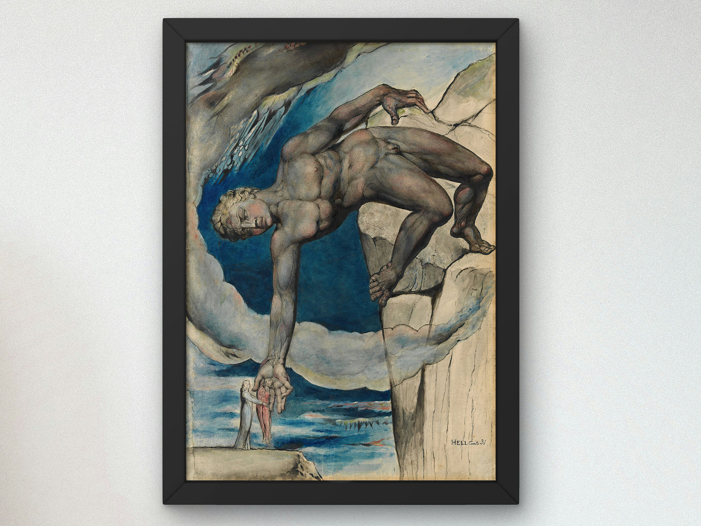 Antaeus setting down Dante and Virgil in the Last Circle of Hell by William Blake 1824, Wall Art Print, Fine Art Reproduction