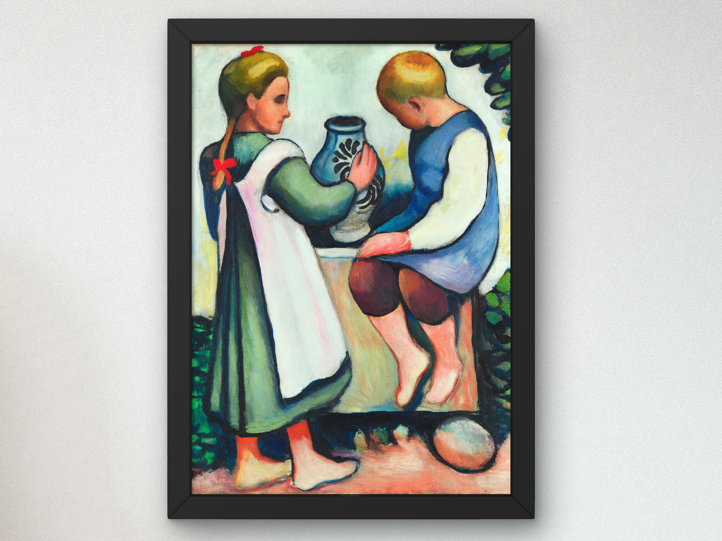 Children at the Well II by August Macke 1910, Wall Art Print, Fine Art Reproduction, Museum Quality Decor, Poster