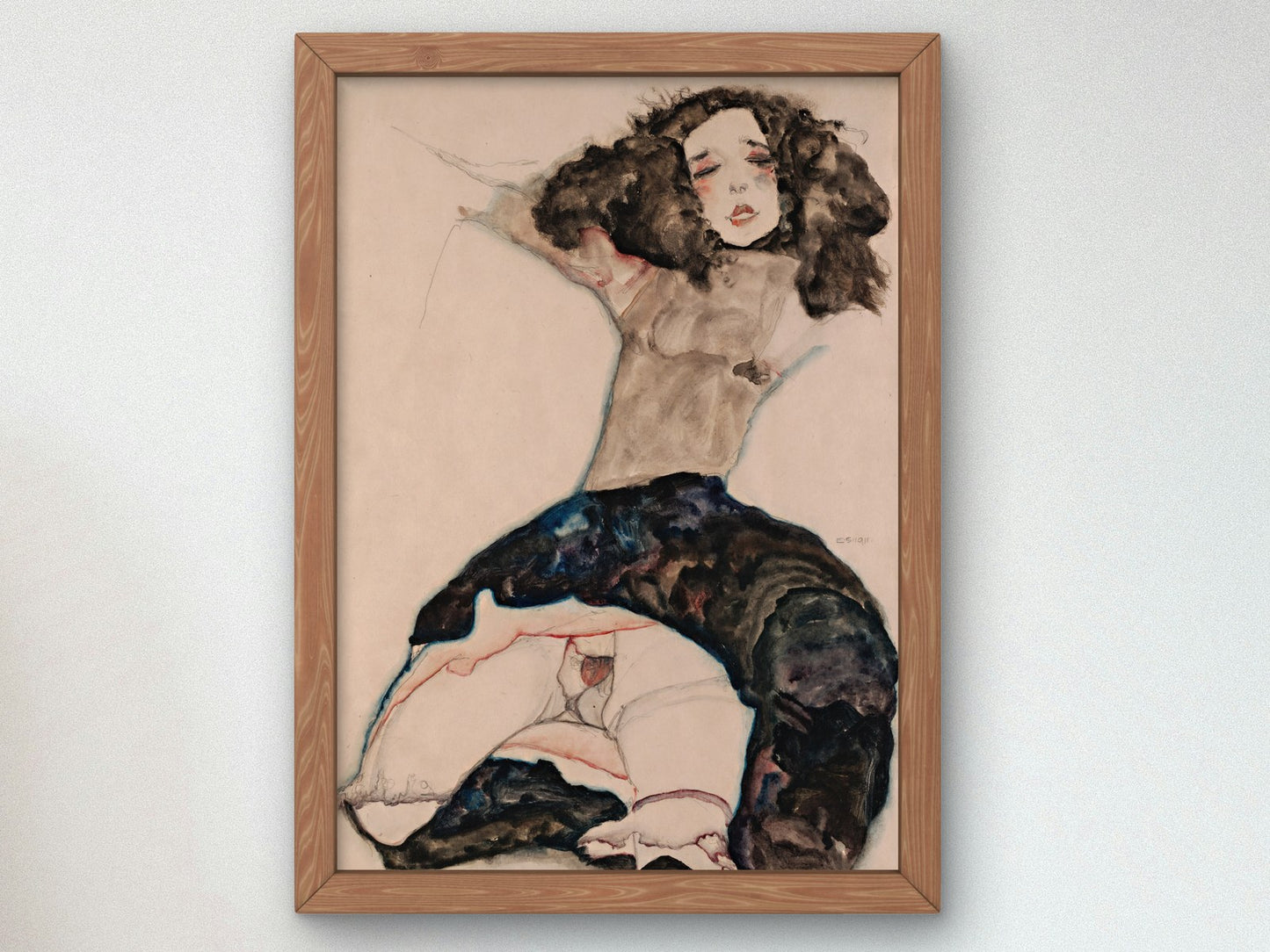 Black Haired Girl with Lifted Skirt by Egon Schiele 1911, Wall Art Print, Fine Art Reproduction, Museum Quality Decor, Poster