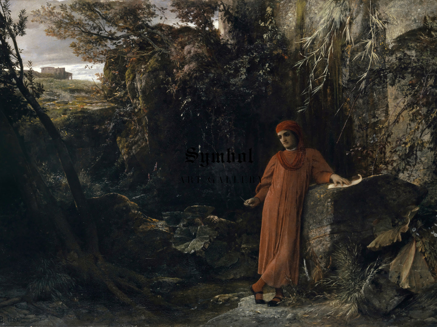Petrarch at the Spring of Vaucluse by Arnold Böcklin 1867, Wall Art Print, Fine Art Reproduction, Museum Quality Decor, Poster