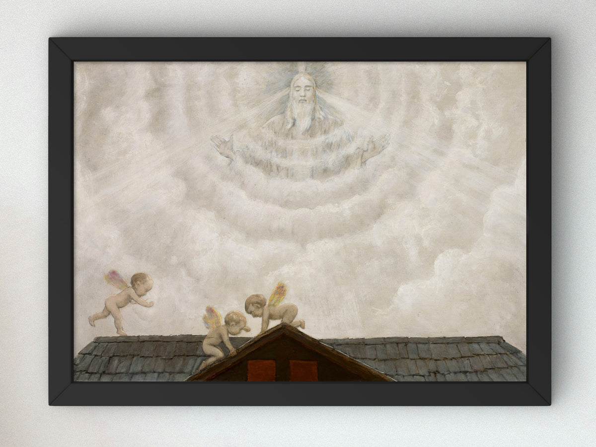God the Father above the Shed by Hans Thoma 1906, Wall Art Print, Fine Art Reproduction, Museum Quality Decor, Poster