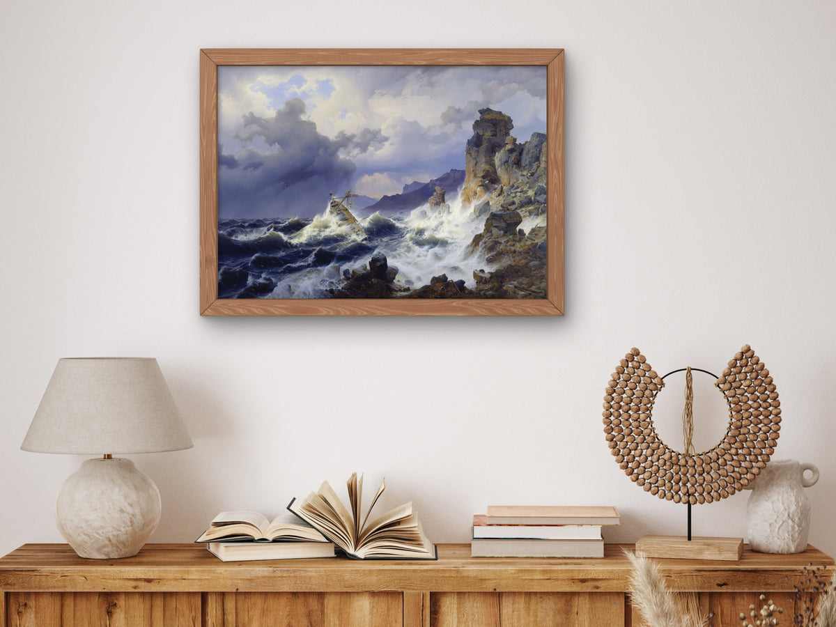 Storm at Sea off the Norwegian Coast by Andreas Achenbach 1837, Wall Art Print, Fine Art Reproduction, Museum Quality Decor, Poster