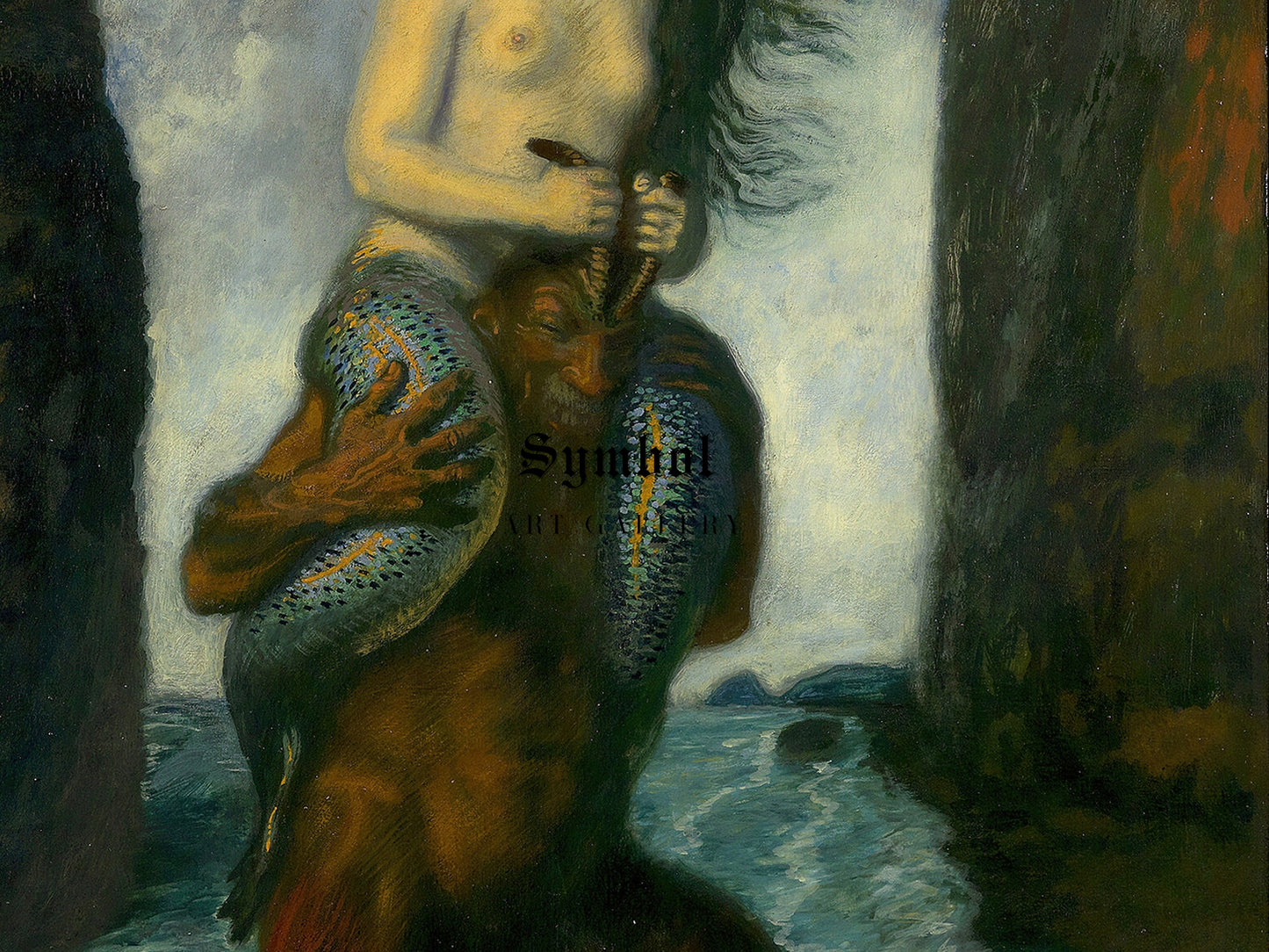 Faun and Nymph by Franz von Stuck 1902, Wall Art Print, Fine Art Reproduction, Museum Quality Decor, Poster