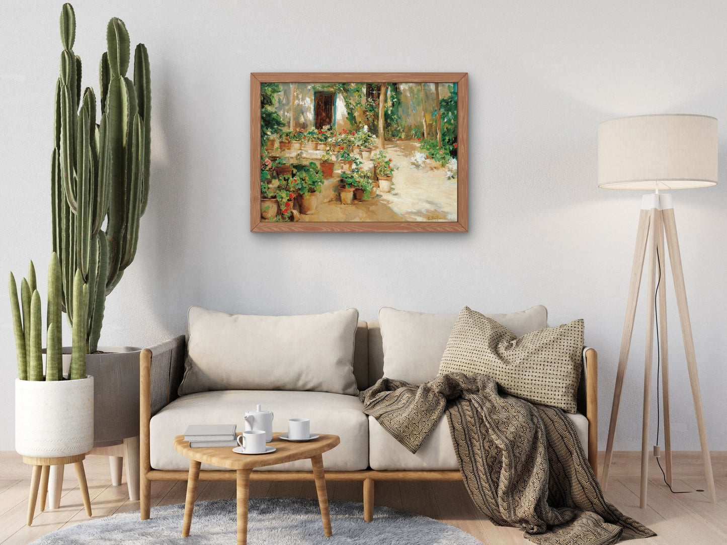 Courtyard with Potted Flowers by Eliseo Meifrén, Wall Art Print, Fine Art Reproduction, Museum Quality Decor, Poster
