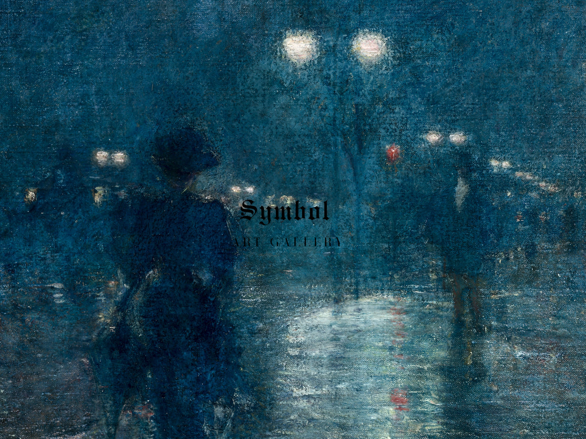 Fifth Avenue Nocturne by Childe Hassam 1895, Wall Art Print, Fine Art Reproduction, Museum Quality Decor, Poster
