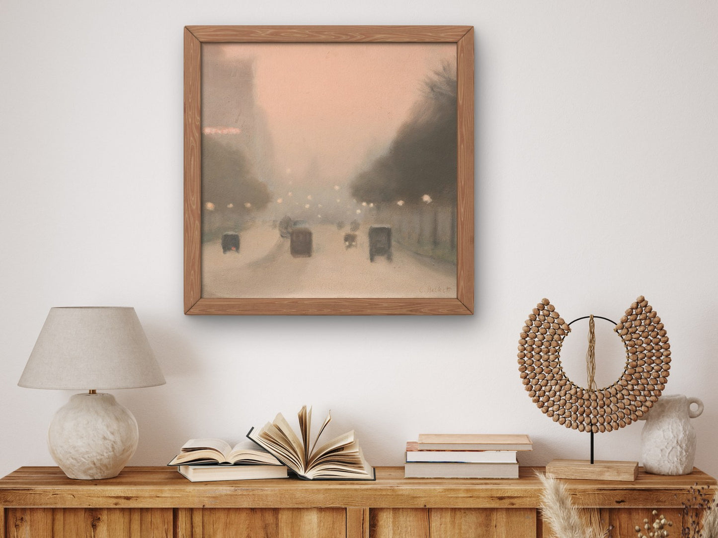 Evening St Kilda Road by Clarice Beckett 1930, Wall Art Print, Fine Art Reproduction, Museum Quality Decor, Poster