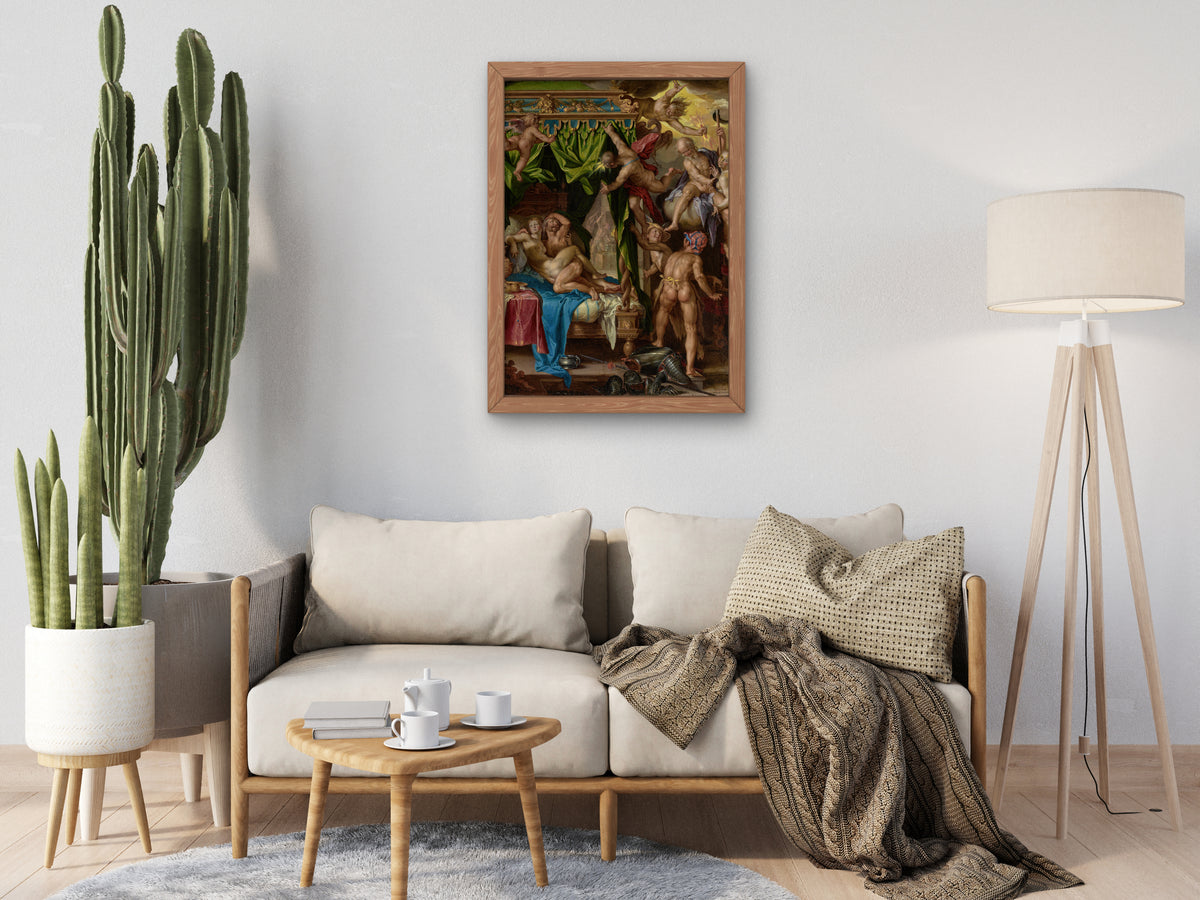 Mars and Venus Surprised by Vulcan by Joachim Wtewael 1604, Wall Art Print, Fine Art Reproduction, Museum Quality Decor, Poster