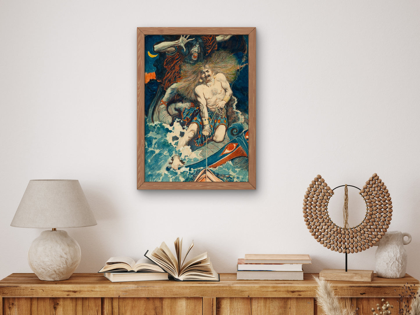 Study for The Fishing of Thor and Hymir by Howard Pyle 1902, Wall Art Print, Fine Art Reproduction, Museum Quality Decor, Poster