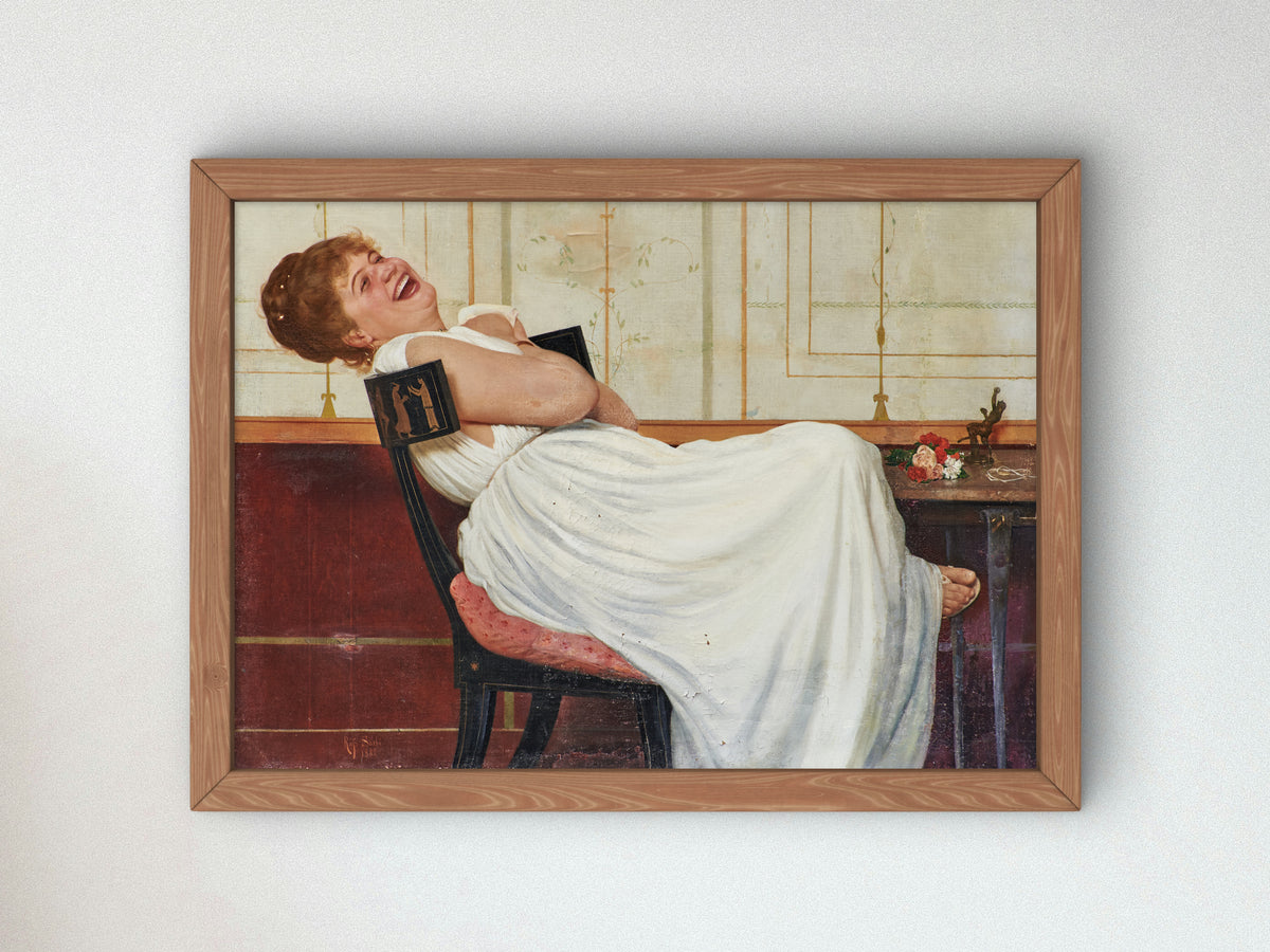 Laughing Girl by Raffaello Sorbi 1881, Wall Art Print, Fine Art Reproduction, Museum Quality Decor, Poster