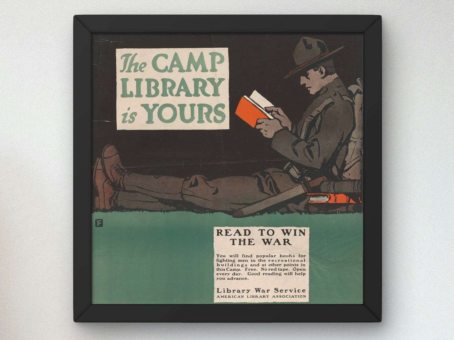 Read to Win the War by Charles Buckles Falls 1918, Wall Art Print, Fine Art Reproduction, Museum Quality Decor, Poster