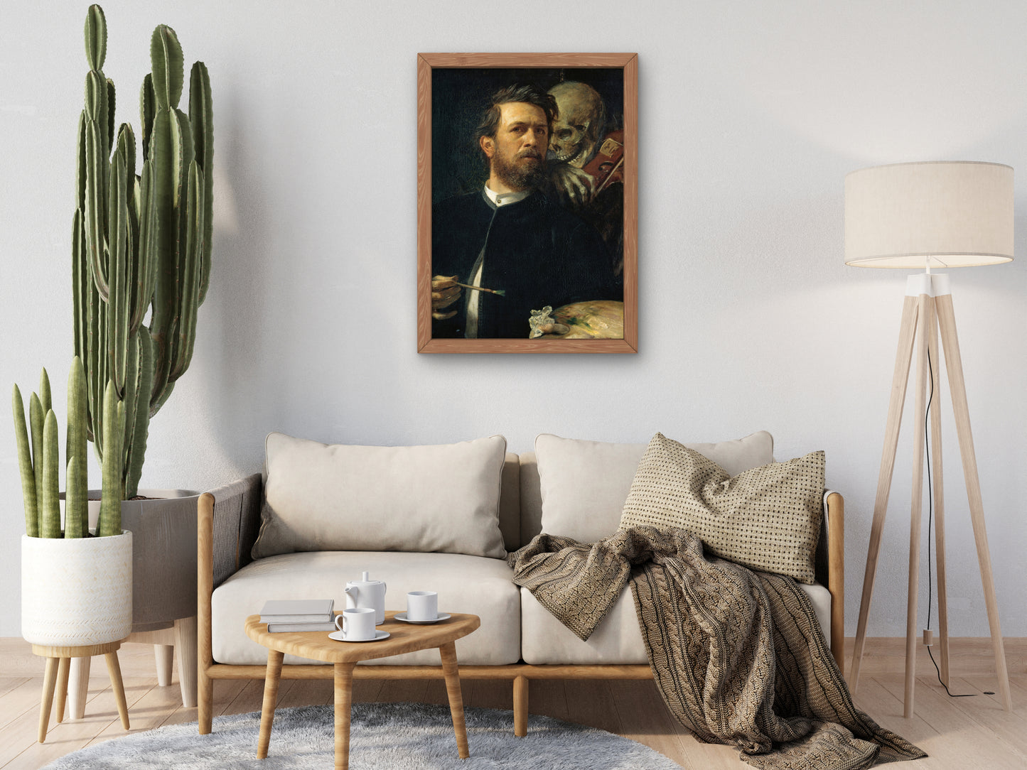 Self Portrait with Fiddling Death by Arnold Böcklin 1872, Wall Art Print, Fine Art Reproduction, Museum Quality Decor, Poster