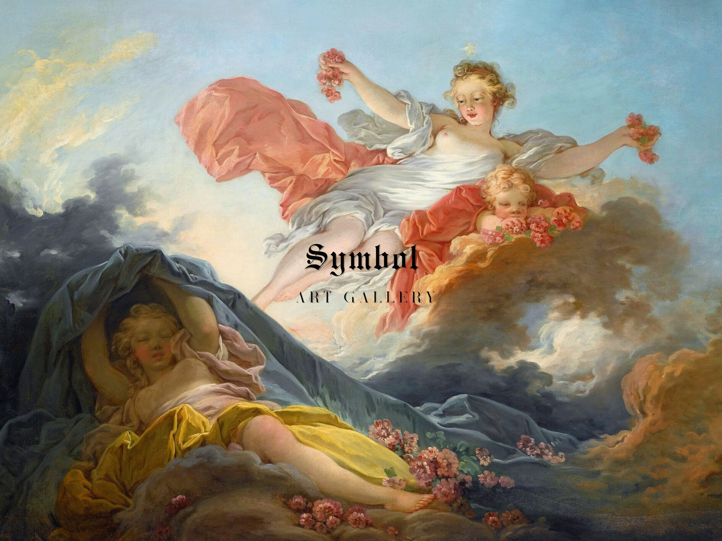 The Goddess Aurora Triumphing over Night by Jean Honoré Fragonard 1753, Wall Art Print, Fine Art Reproduction, Museum Quality Decor, Poster