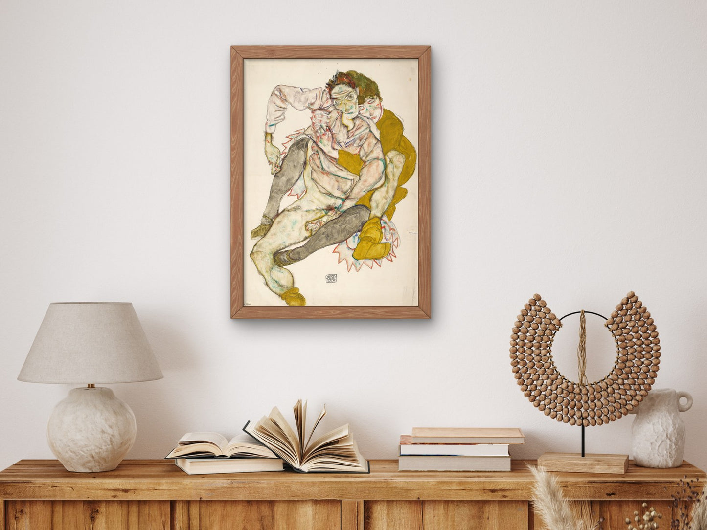 Seated Couple by Egon Schiele 1915, Wall Art Print, Fine Art Reproduction, Museum Quality Decor, Poster