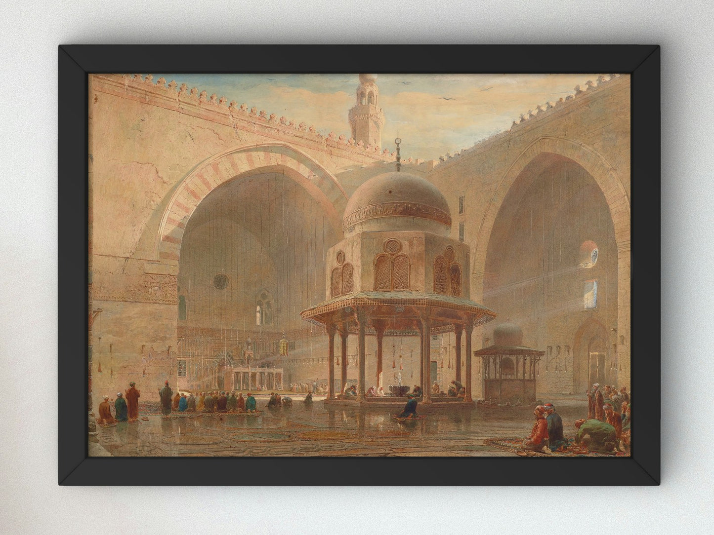 Interior of the Mosque of Sultan Hassan Cairo by Edward Angelo Goodall 1880, Wall Art Print, Fine Art Reproduction, Museum Quality Decor