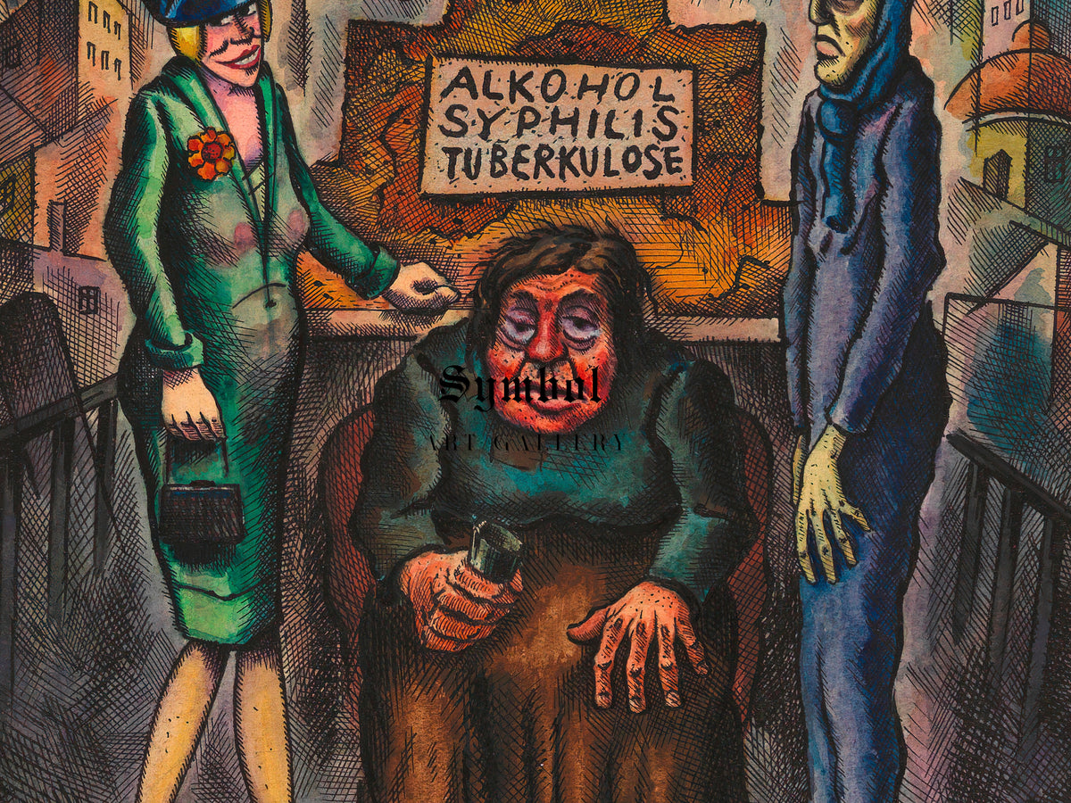 The Three Plagues of the People by Karl Wiener 1926, Wall Art Print, Fine Art Reproduction, Museum Quality Decor, Poster
