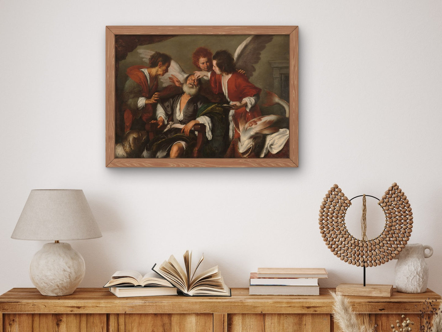 Tobias Curing His Father's Blindness by Bernardo Strozzi 1630, Wall Art Print, Fine Art Reproduction, Museum Quality Decor, Poster