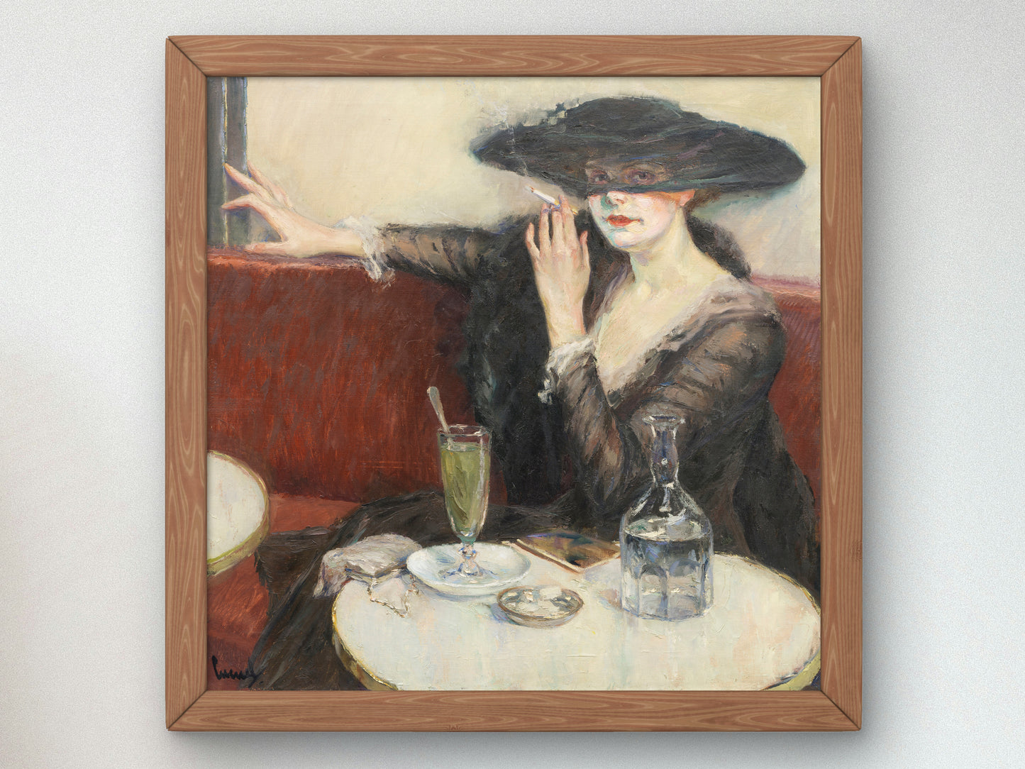 In the Café by Edward Cucuel 1910, Wall Art Print, Fine Art Reproduction, Museum Quality Decor, Poster