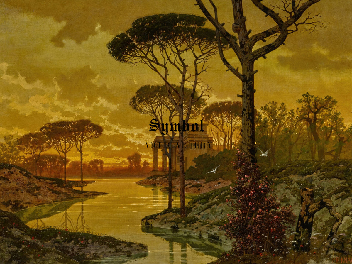 Evening Landscape by Ferdinand Knab, Wall Art Print, Fine Art Reproduction, Museum Quality Decor, Poster