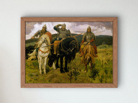 The Bogatyrs by Viktor Vasnetsov 1881, Wall Art Print, Fine Art Reproduction, Museum Quality Decor, Poster