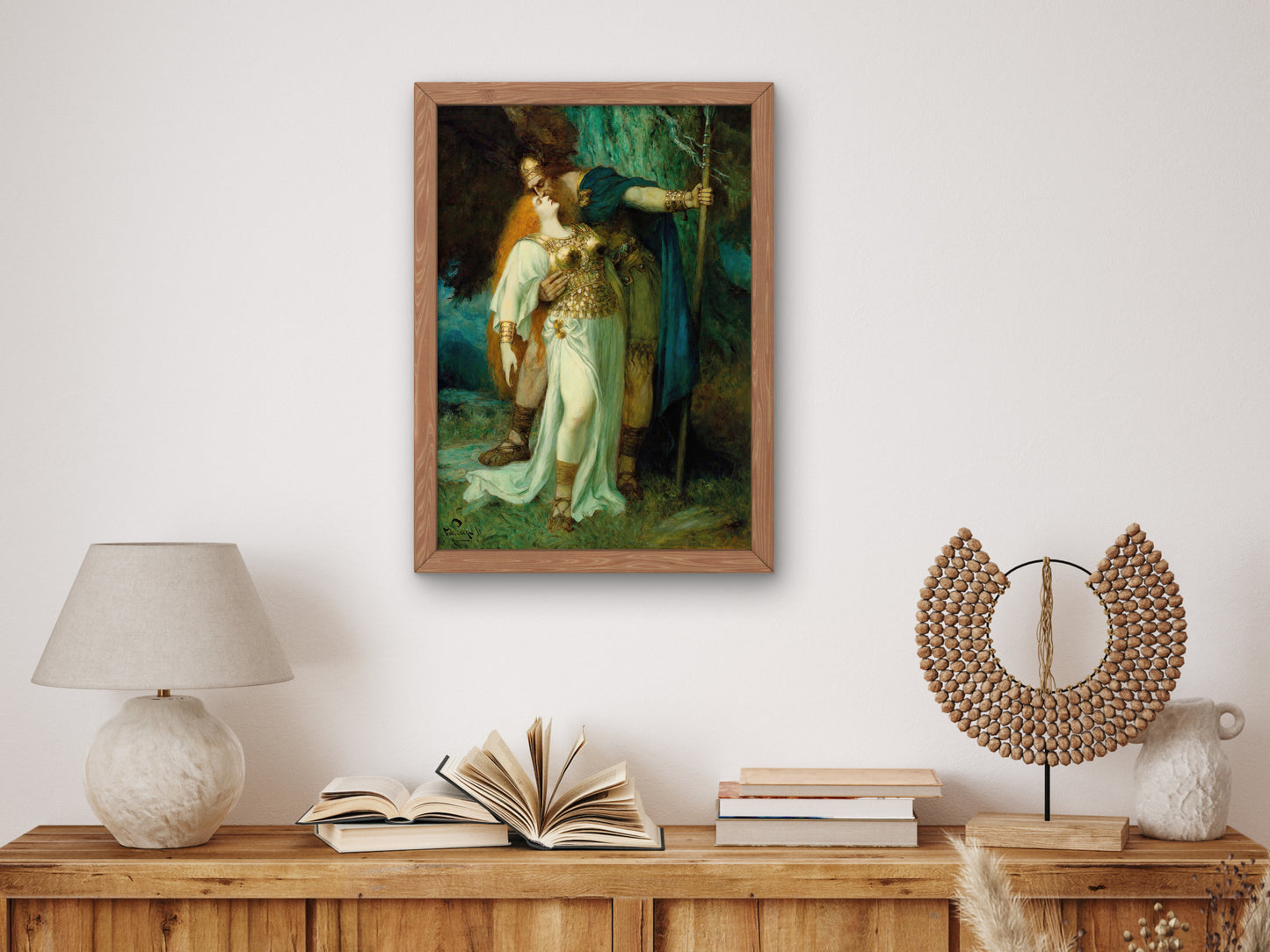Wotan's Farewell to Brunhilde by Ferdinand Leeke, Wall Art Print, Fine Art Reproduction, Museum Quality Decor, Poster